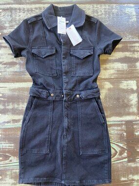 Good American Black denim Stretchy Mini dress Sz XS NWT